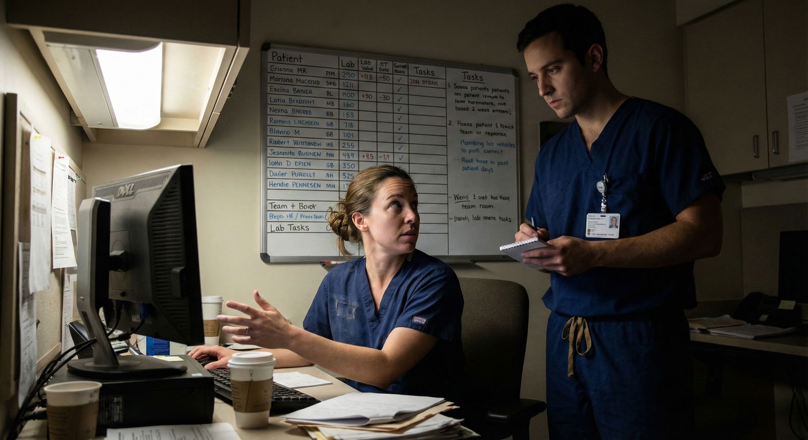 Resident physician walking through a dimly lit hospital corridor at night -  for Myth: Night Float Is Just Scut Work – How It