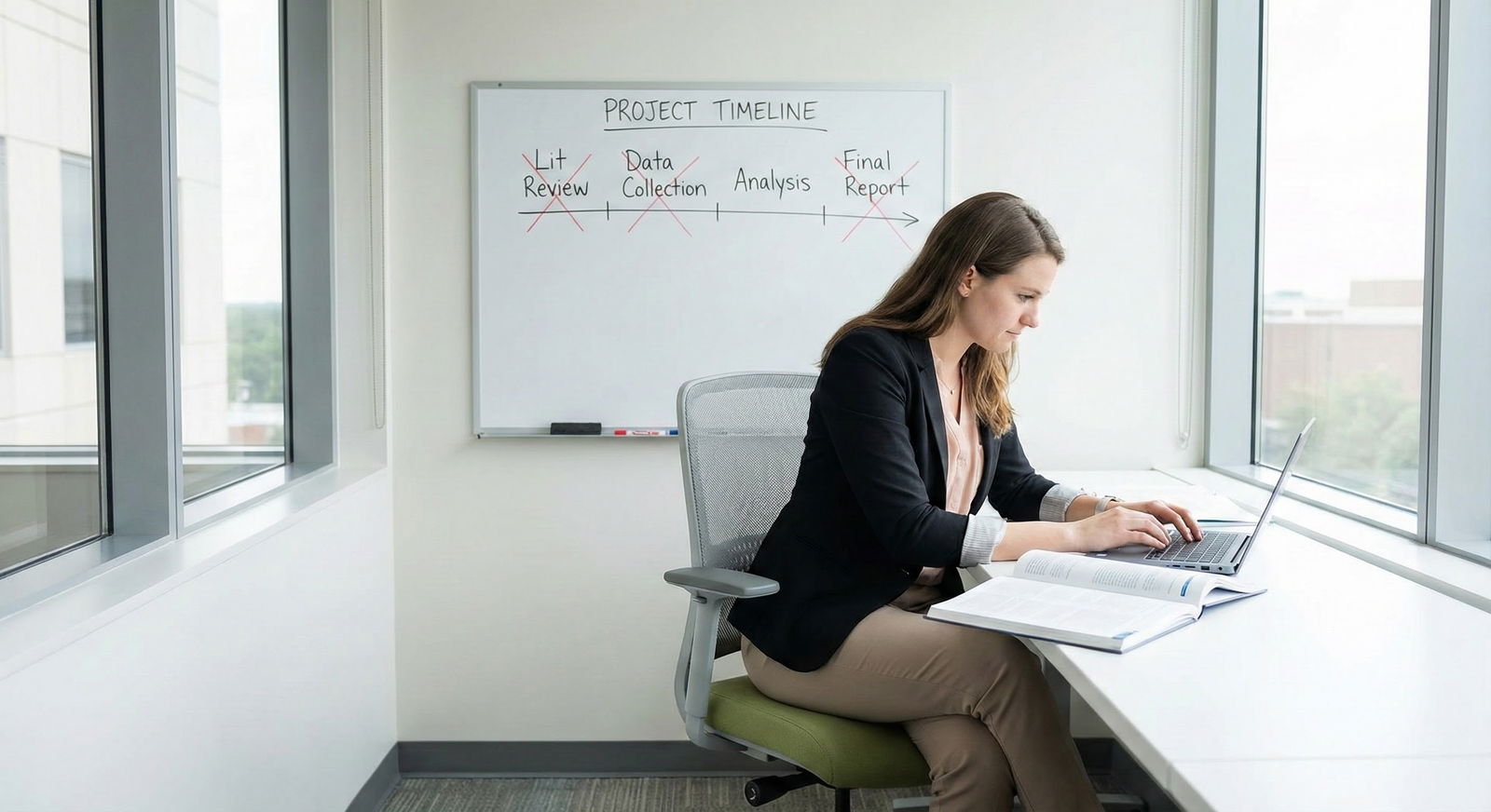 Resident on a structured research gap year in a hospital workspace -  for What’s the Minimum Structure a Gap Year Needs to Av