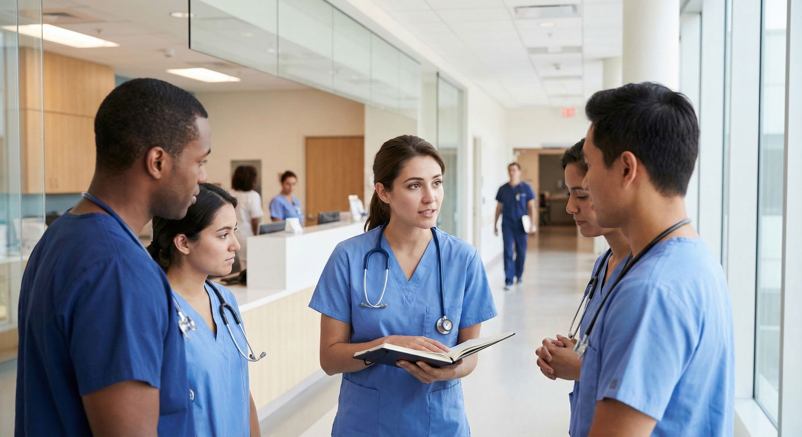 Resident physician leading hospital team discussion -  for How Do You Show ‘Initiative’ Without Looking Like a Show-Off?