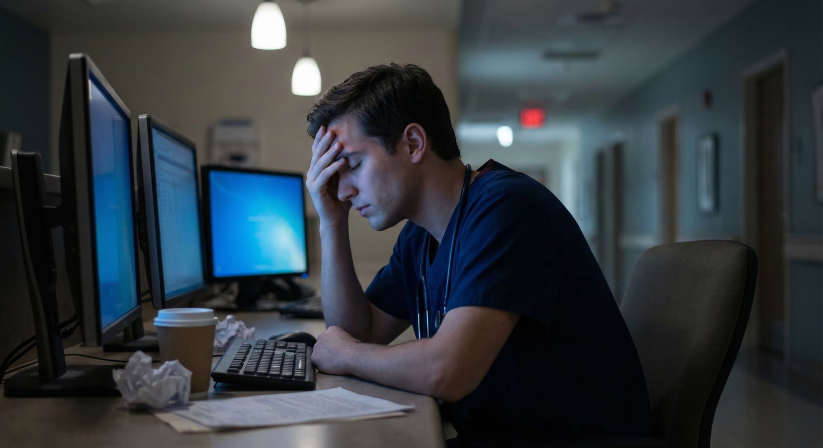 Calmer resident working at a desk with daylight, looking more in control -  for When Your PD Is Not Supportive About Burnout: