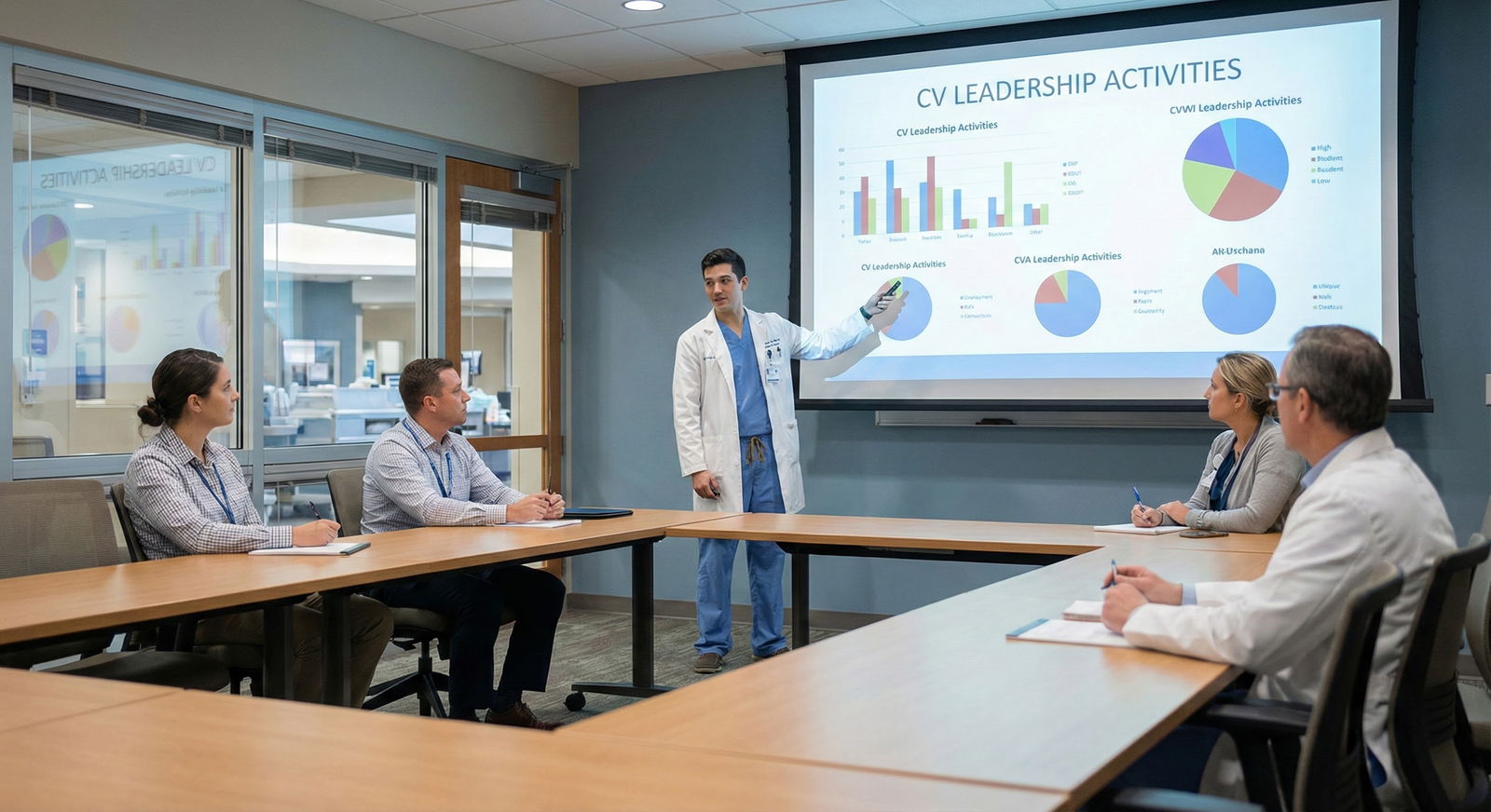 Resident physician presenting quality improvement data to a small multidisciplinary audience -  for Which Leadership Activiti
