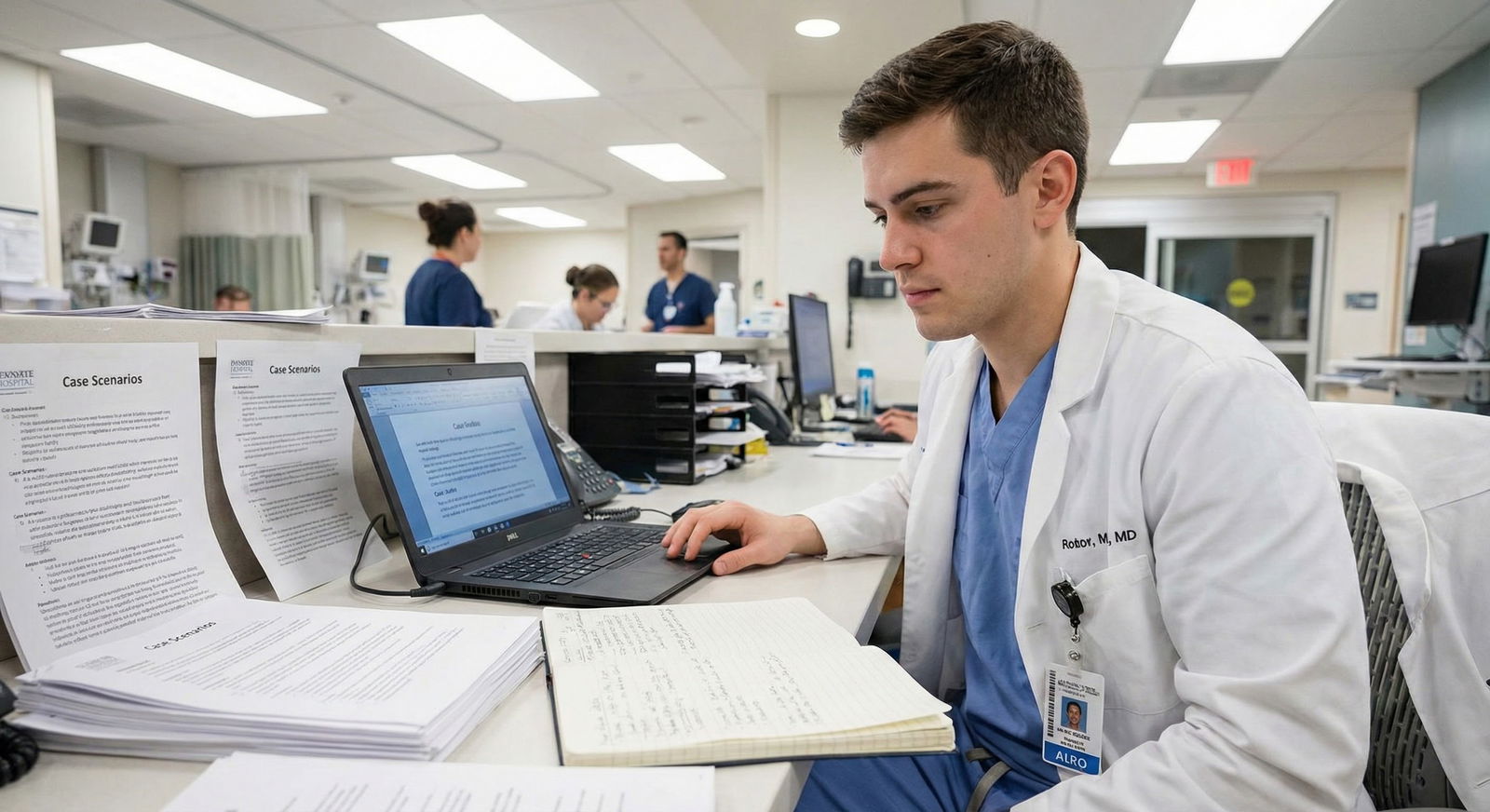 Resident preparing for common clinical vignette archetypes -  for Using Clinical Vignettes to Demonstrate Judgment in Residen