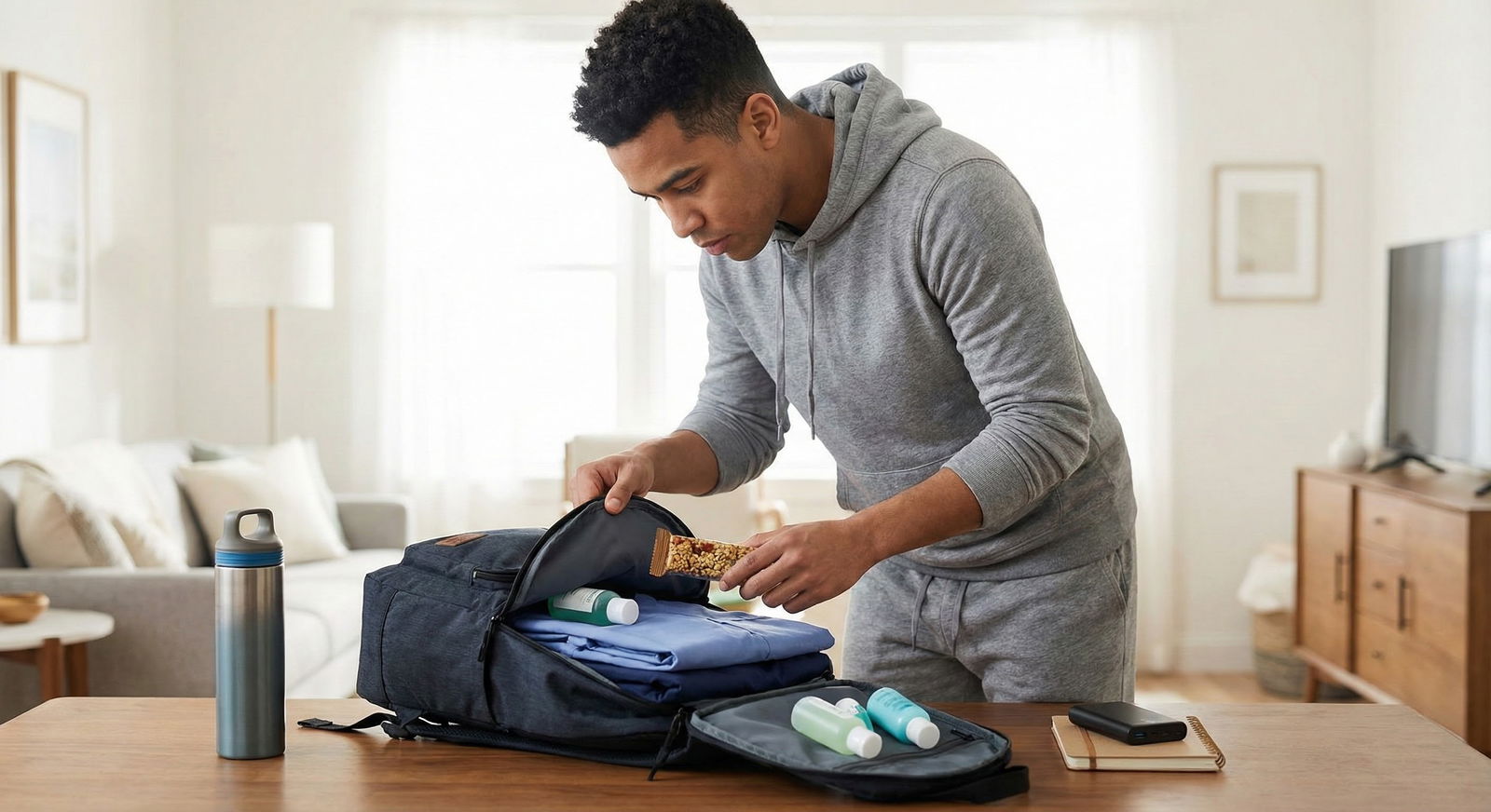 Resident restocking on-call bag at home -  for What Should Be in Your On‑Call Bag? A Resident’s Packing Checklist