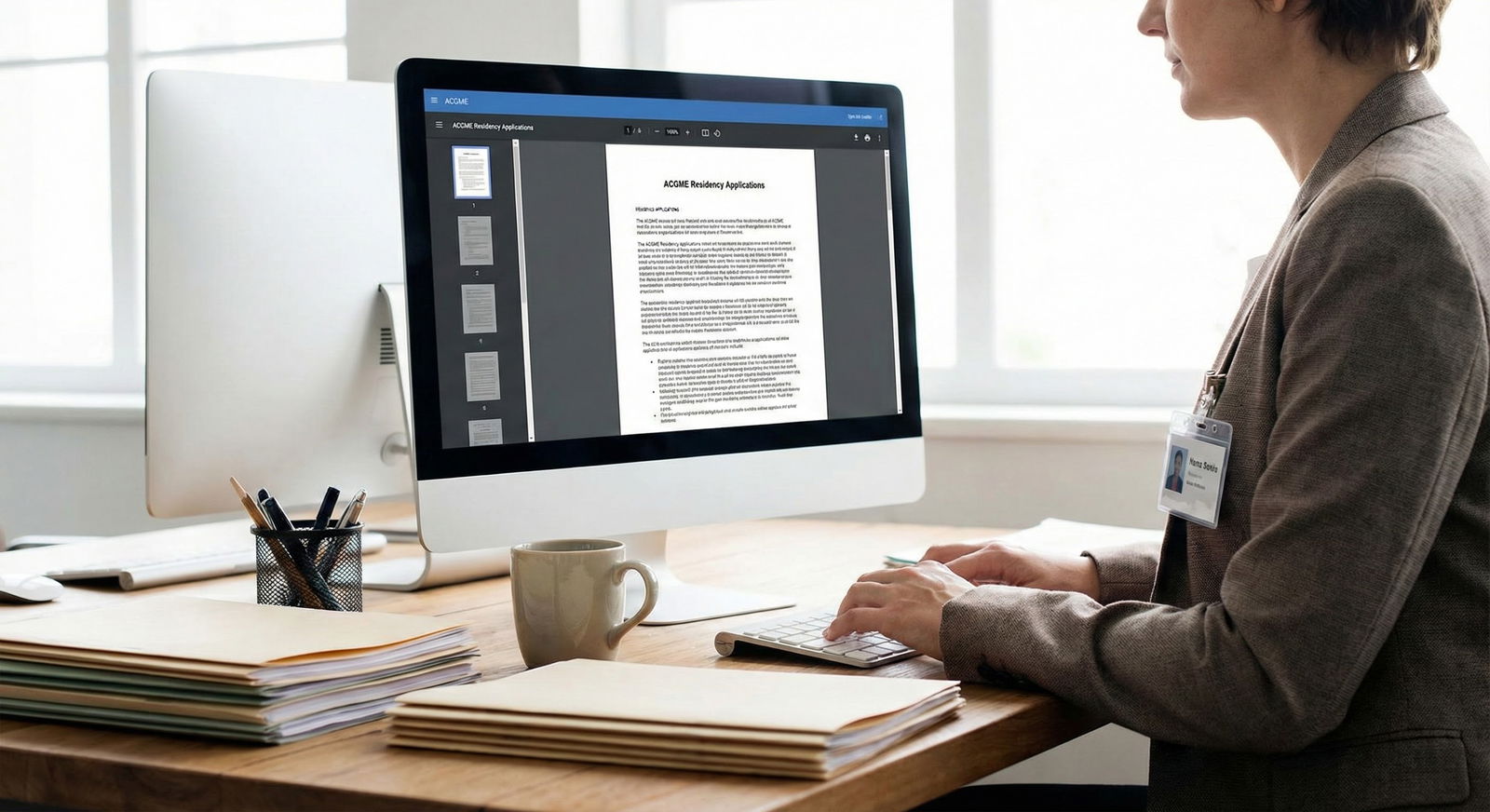 Resident reviewing applications on a computer -  for IMG-DO Dual Status: Navigating ACGME Perceptions When You’re Both