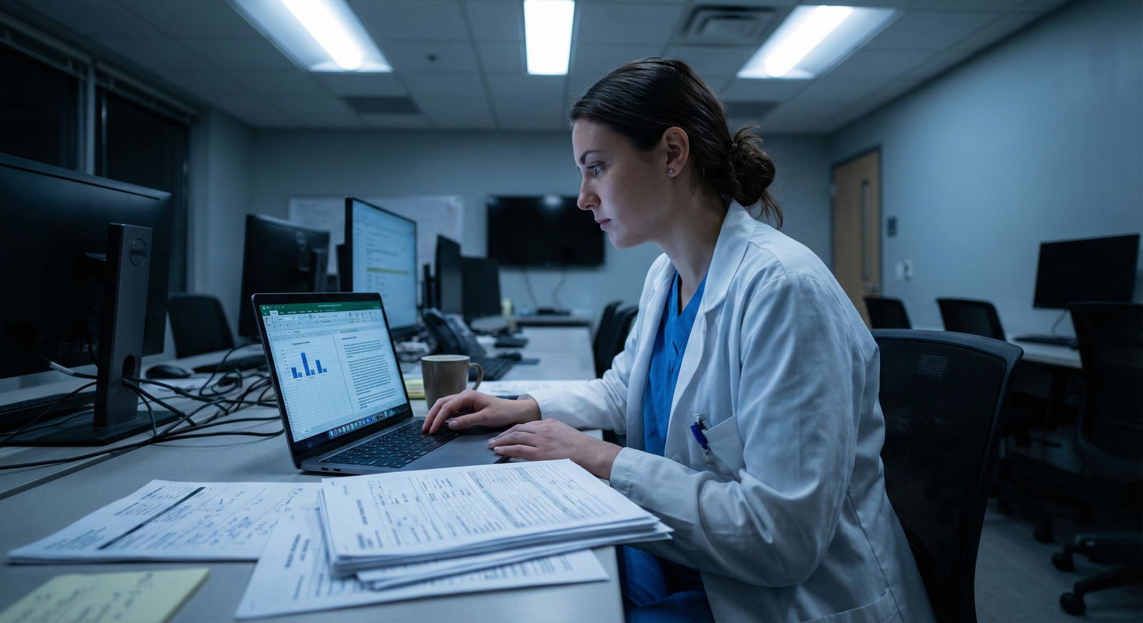 Resident reading a performance evaluation alone in call room Resident reading a performance evaluation alone in call room - for Can a Tough Prelim Evaluation Ruin My Chances in the Next