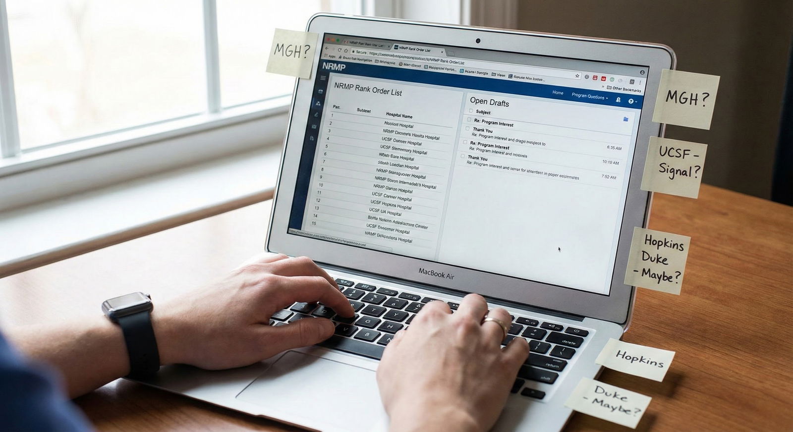 Residency applicant writing structured thank-you emails after a panel interview -  for How to Structure Multi-Interviewer Tha