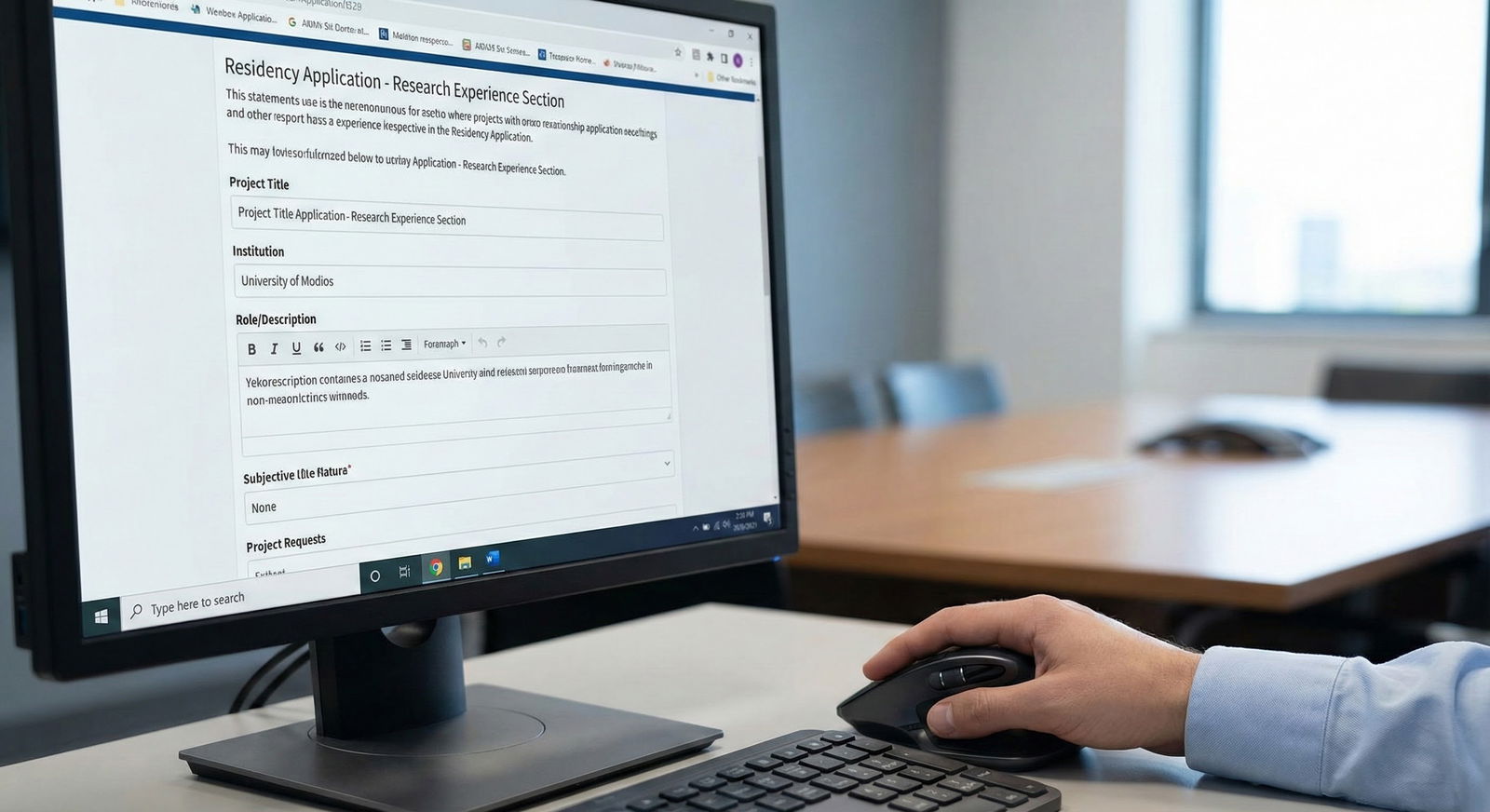 Resident skimming an applicant's ERAS screen on a computer during selection committee Resident skimming an applicant's ERAS screen on a computer during selection committee - for Is It Obvious That I Did Researc