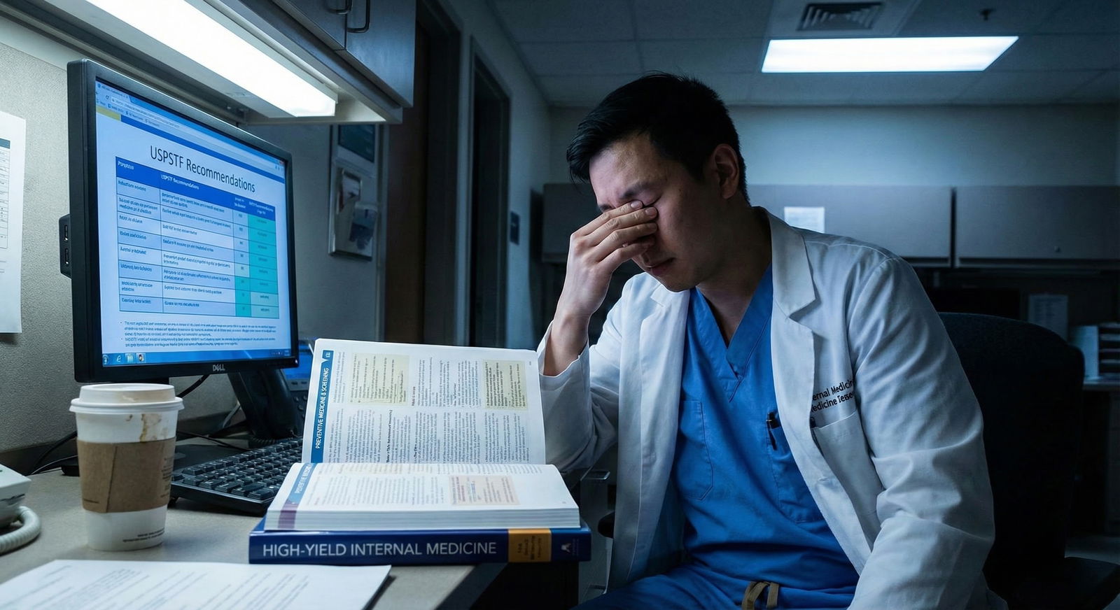 Resident studying preventive medicine guidelines for USMLE Step 3 -  for How Step 3 Tests Health Maintenance: Screening and P