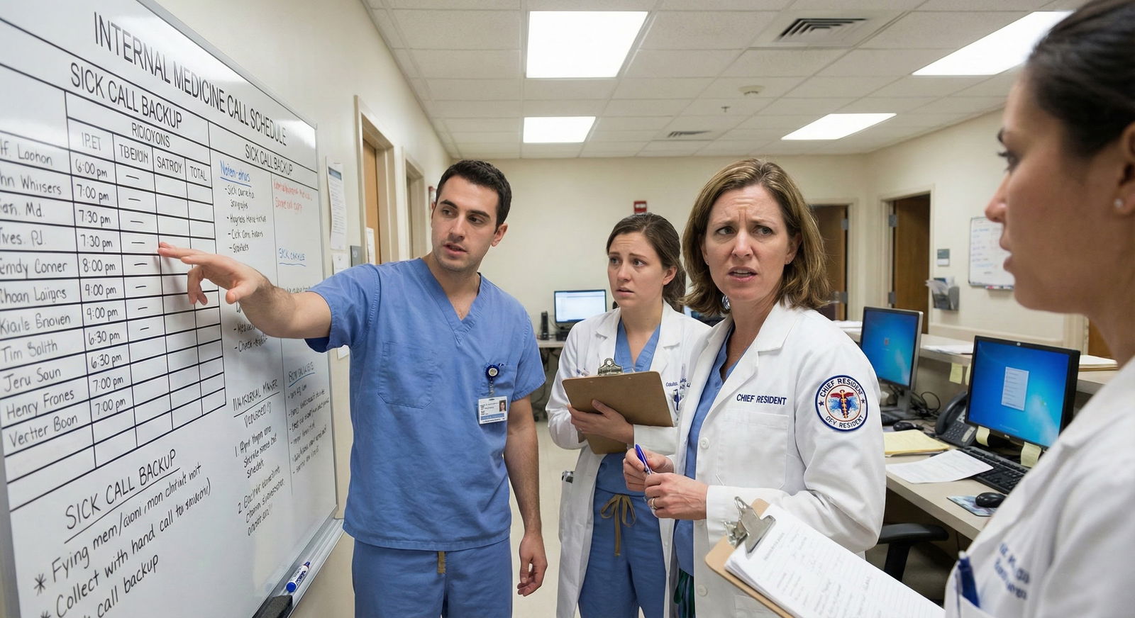 Stressed medical graduate reviewing residency options at night -  for Evaluating a Preliminary Year with Obvious Red Flags bu