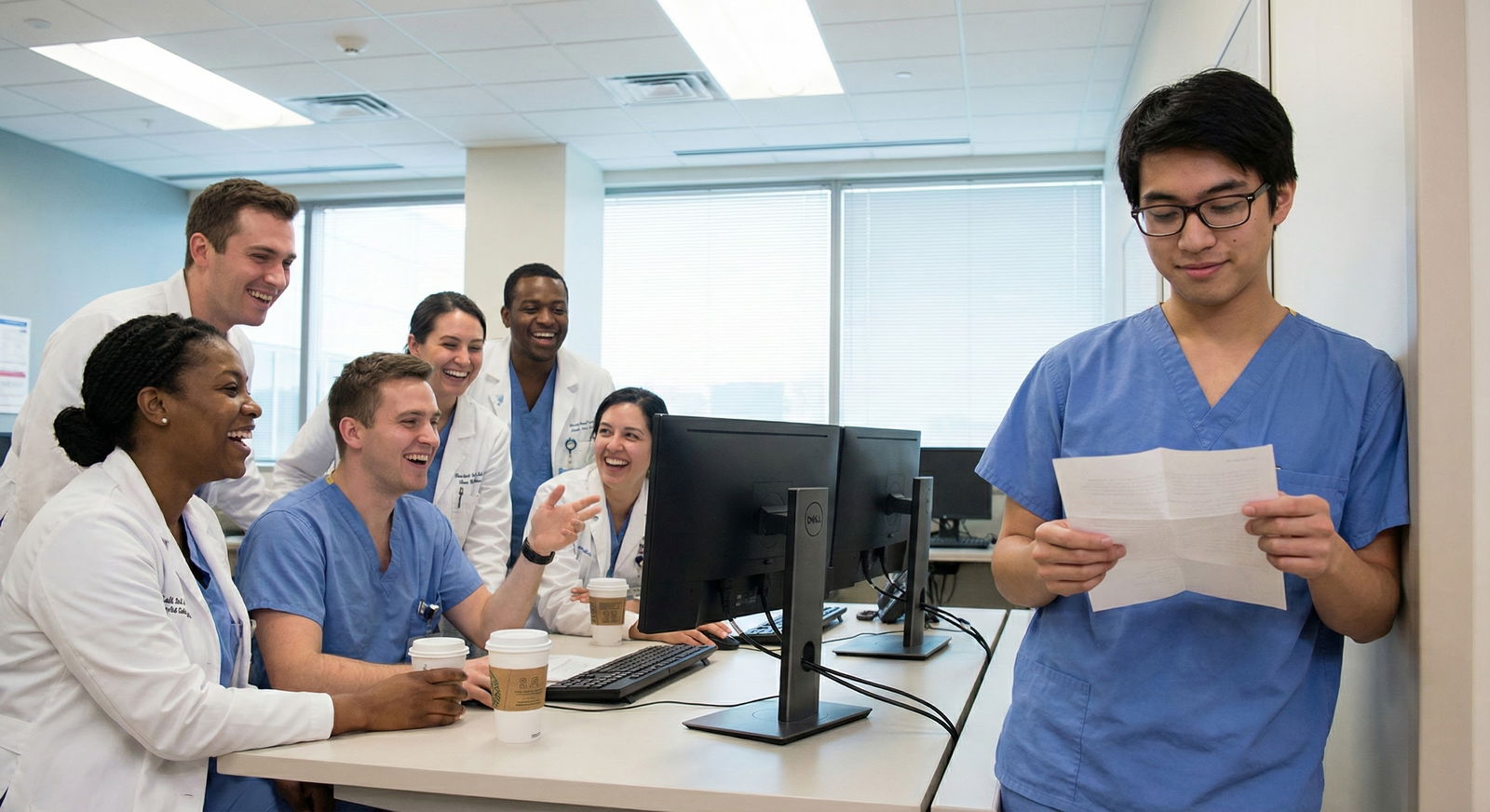 Med student studying with light-hearted decorations and sticky notes -  for Can Humor Actually Help with Test Anxiety in Med