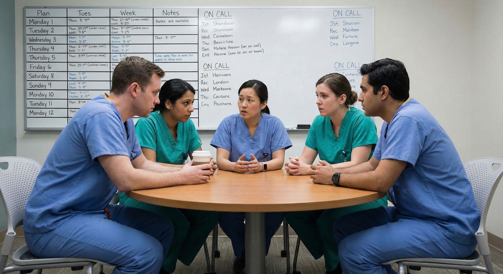 Medical residents discussing sudden program leadership change -  for When a Program You Ranked Highly Suddenly Loses Its PD M