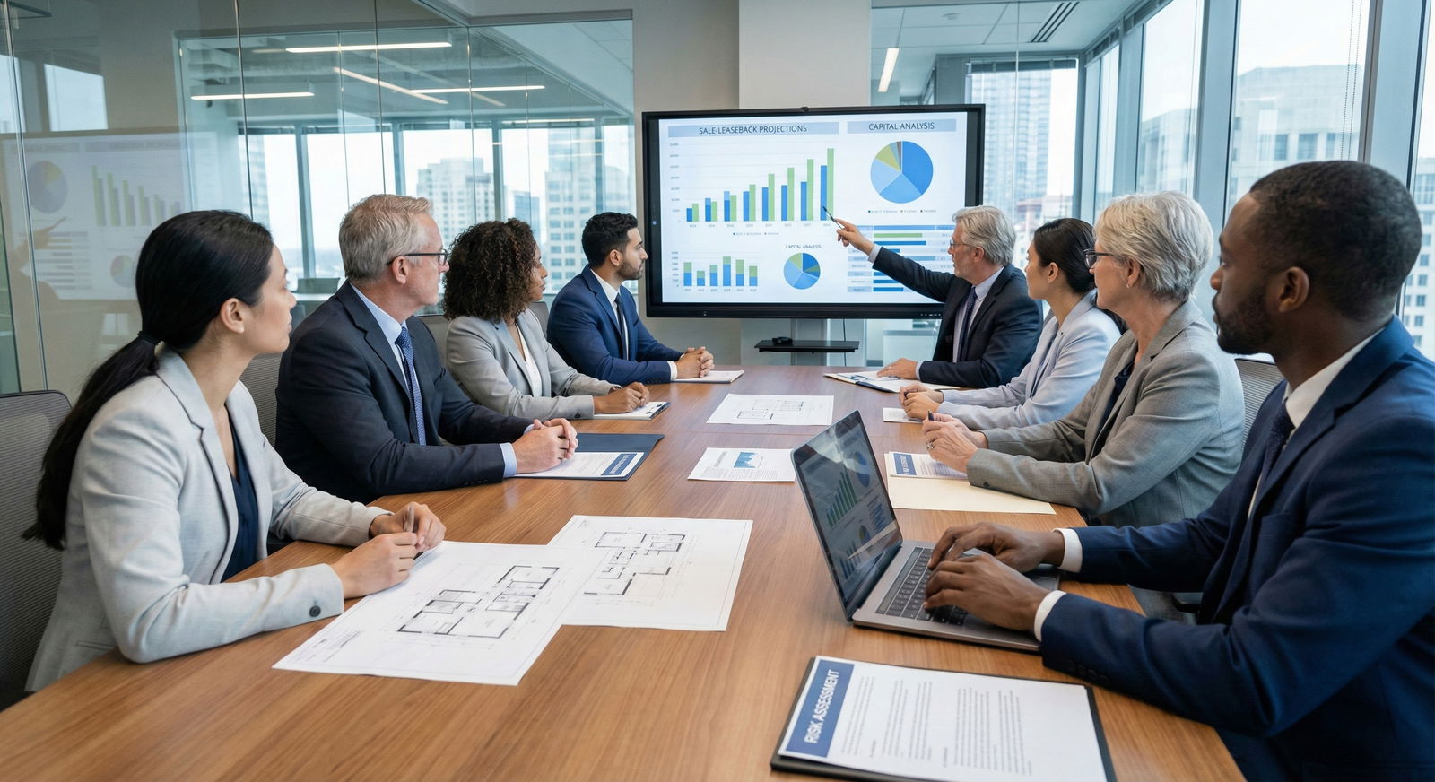 Senior and junior physician partners discussing practice finances -  for Sale–Leaseback of Your Practice Building: Mechanics