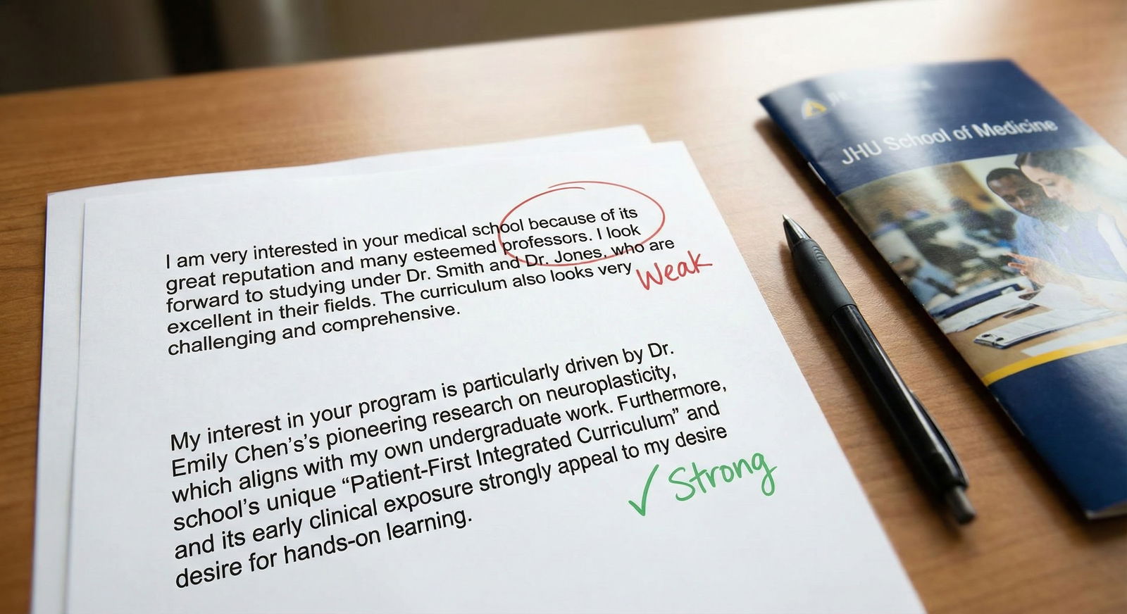 Medical school applicant writing an interest letter at a desk -  for When You’ve Been Waitlisted for an Interview: Using Inte