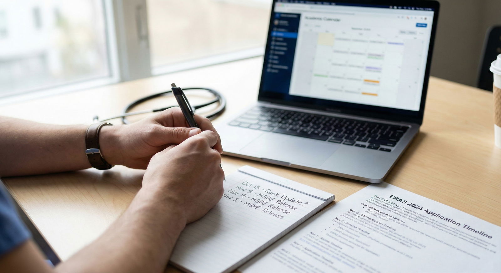 Resident late at night reviewing ERAS application on laptop -  for Switching Specialties Late: How to Rebuild ERAS Timing on