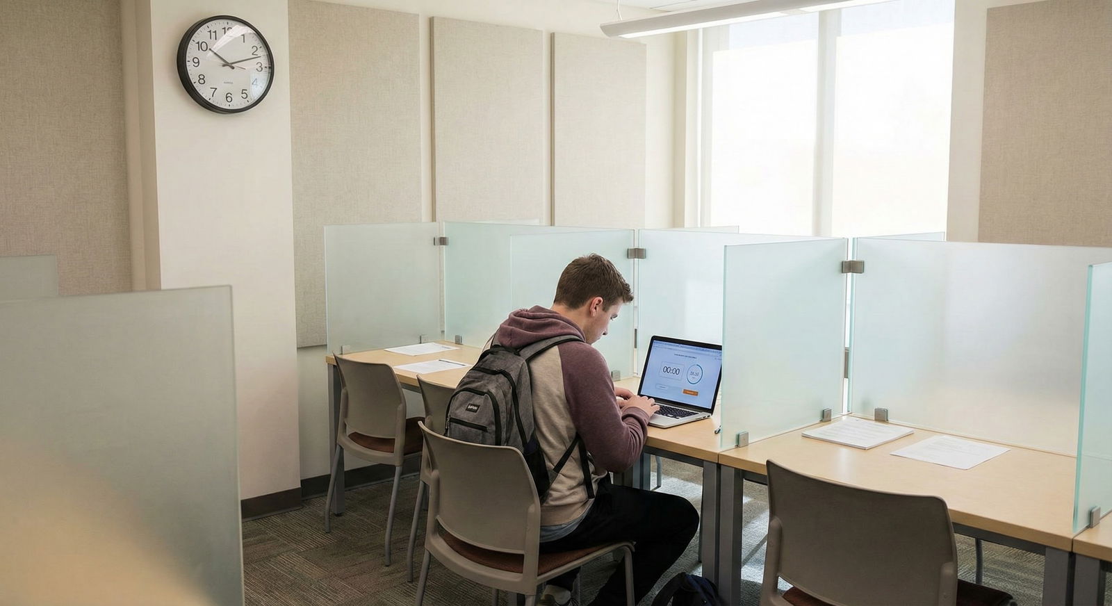 Student practicing timed questions on a laptop in exam-like setting -  for Should I Take Medications for Test Anxiety Before