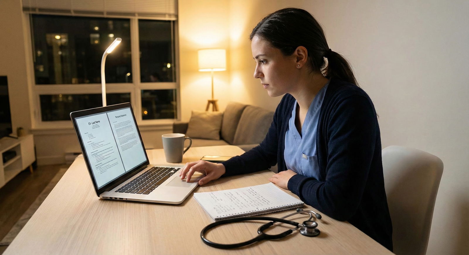 Residency program director reviewing applications and letters of recommendation on multiple monitors -  for How LOR Strength