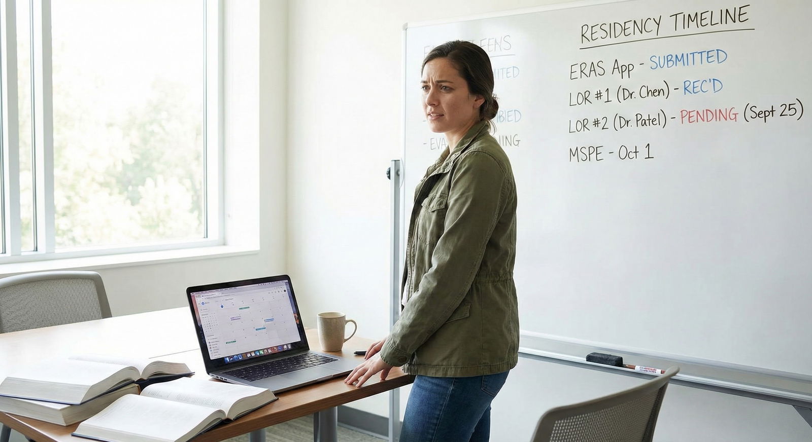 Student tracking letter of recommendation status on a whiteboard -  for Is It Okay to Submit ERAS Before All My Letters of Re