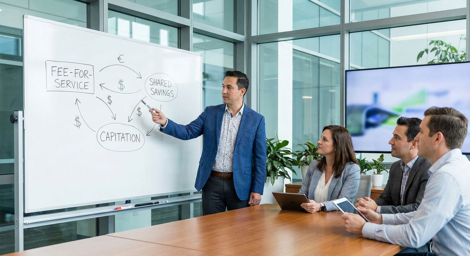 Whiteboard sketch of common value-based payment models -  for Value-Based Care Consulting: How Clinicians Shape Payment Model