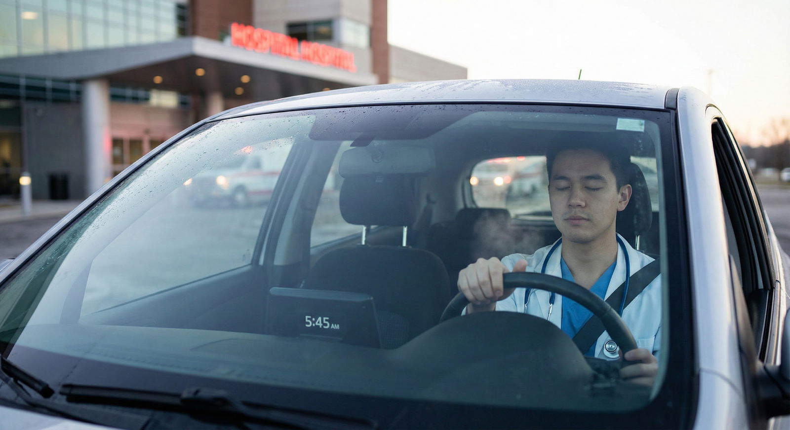 Young doctor sitting on apartment floor after work processing emotions -  for If You’re Crying After Shift but Numb at Work:
